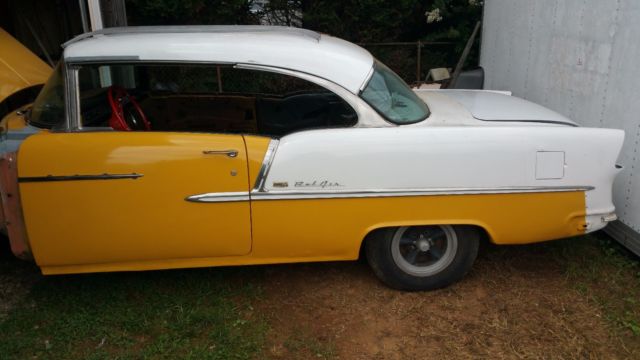 1955 Yellow Chevrolet Bel Air/150/210 2 door Hardtop
