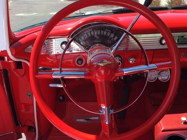 1955 Red and White 2-tone Chevrolet Bel Air/150/210 2-door post