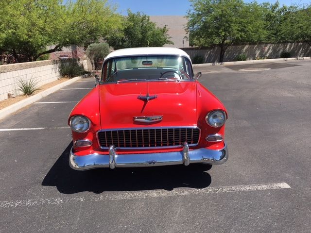 1955 Red and White 2-tone Chevrolet Bel Air/150/210 2-door post