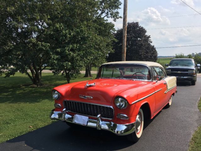 1955 White and Orange Chevrolet Bel Air/150/210 Coupe