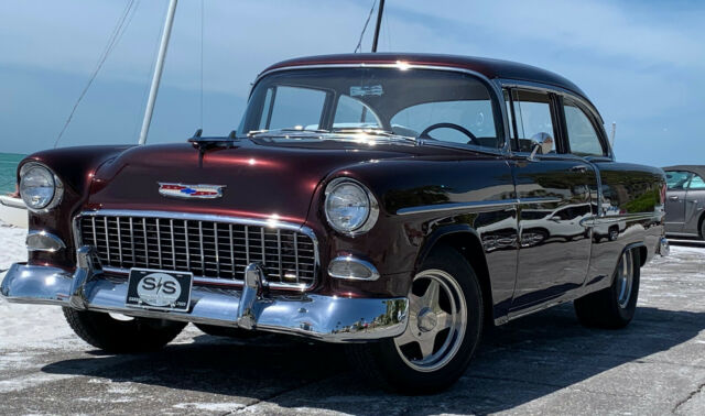 1955 Burgundy Chevrolet Bel Air/150/210 Sedan