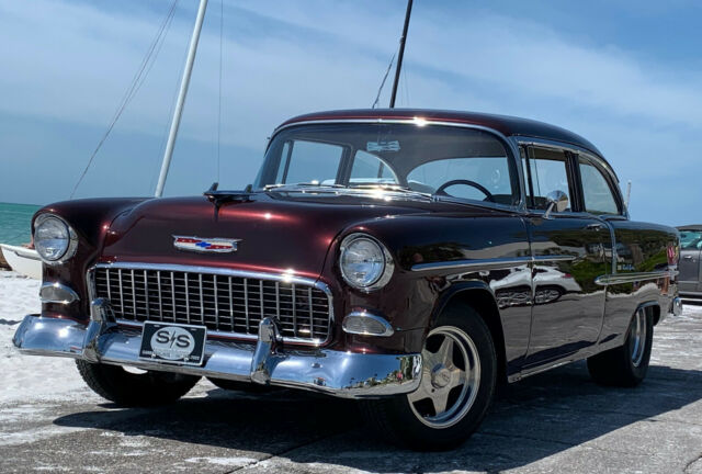 1955 Burgundy Chevrolet Bel Air/150/210 Sedan