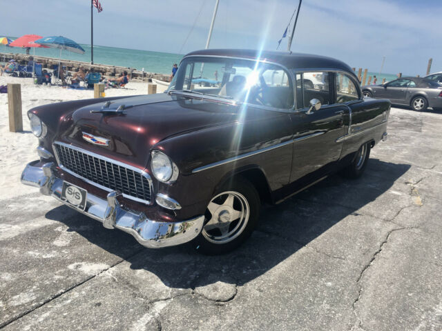 1955 Burgundy Chevrolet Bel Air/150/210 Sedan