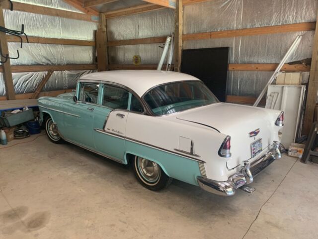 1955 Turquoise white Chevrolet Bel Air/150/210 Sedan