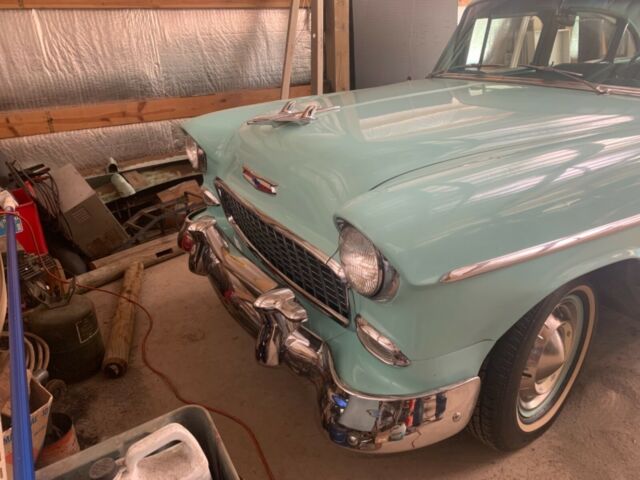1955 Turquoise white Chevrolet Bel Air/150/210 Sedan