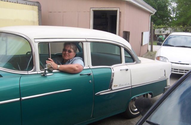 1955 Green/white Chevrolet Bel Air/150/210 4 dr sedan