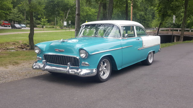 1955 Turquoise / White Chevrolet Bel Air/150/210 2DR Hard Top