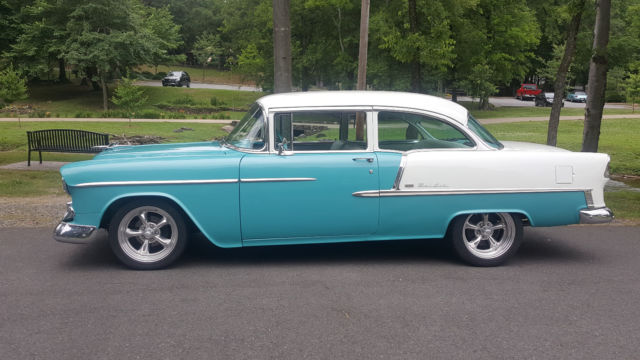 1955 Turquoise / White Chevrolet Bel Air/150/210 2DR Hard Top