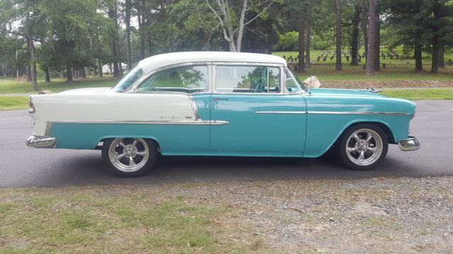 1955 Turquoise / White Chevrolet Bel Air/150/210 2DR Hard Top