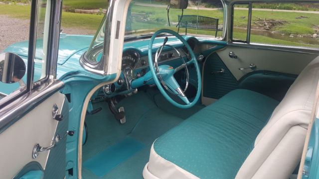 1955 Turquoise / White Chevrolet Bel Air/150/210 2DR Hard Top