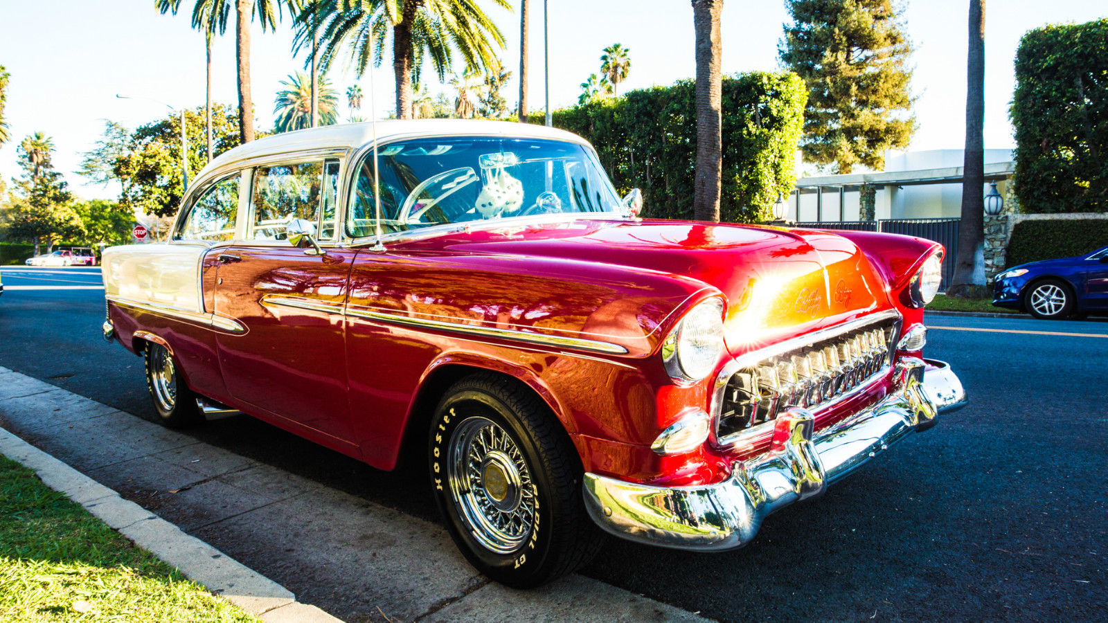 1955 Burgundy Chevrolet Bel Air/150/210