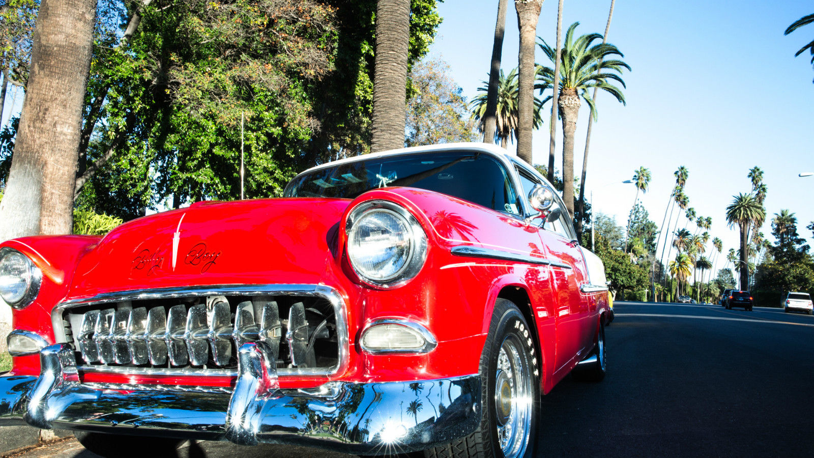 1955 Burgundy Chevrolet Bel Air/150/210