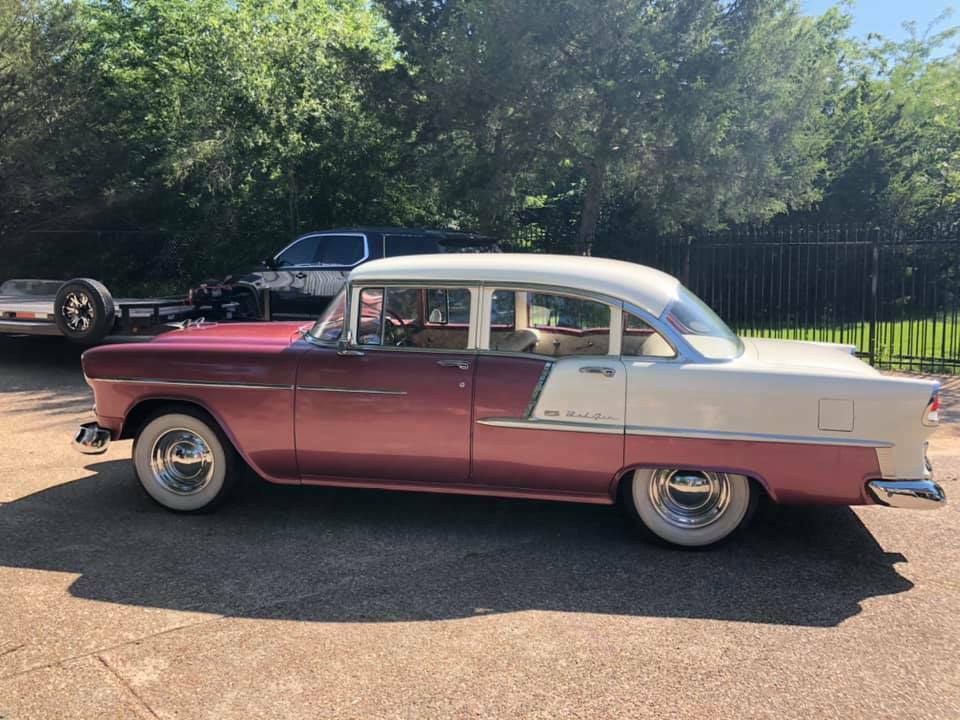 1955 Burgundy Chevrolet Bel Air/150/210 Sedan