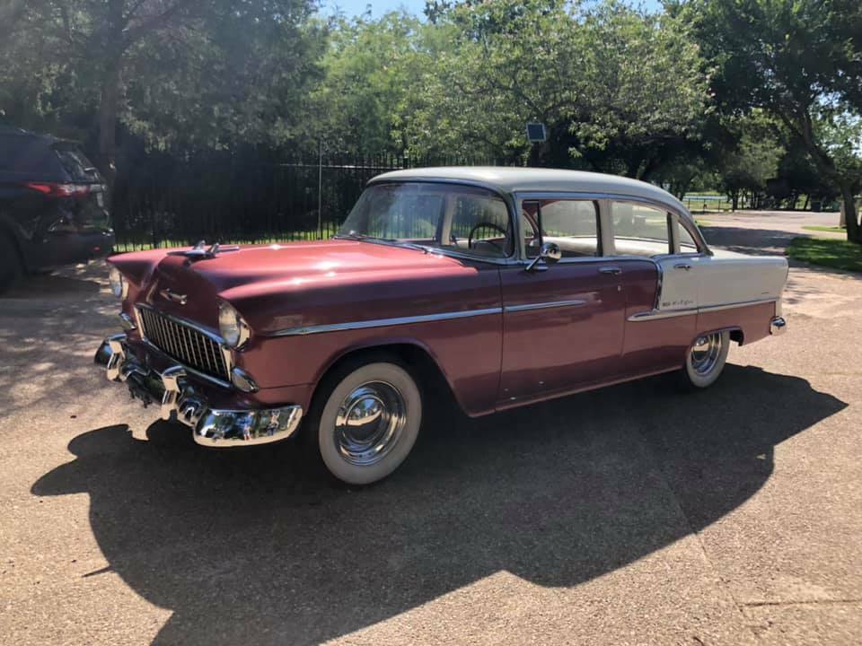 1955 Burgundy Chevrolet Bel Air/150/210 Sedan
