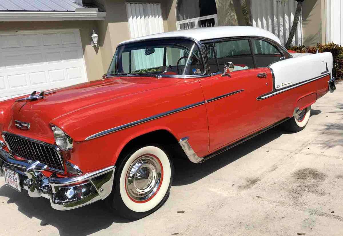 1955 Red Chevrolet Bel Air Sedan