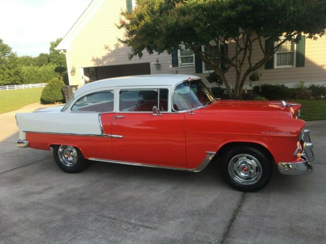 1955 Red & White Chevrolet Bel Air/150/210 Sedan