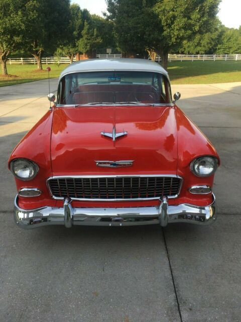 1955 Red & White Chevrolet Bel Air/150/210 Sedan