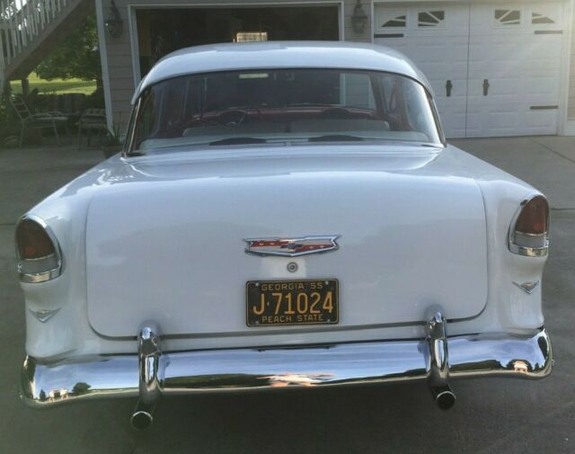 1955 Red & White Chevrolet Bel Air/150/210 Sedan