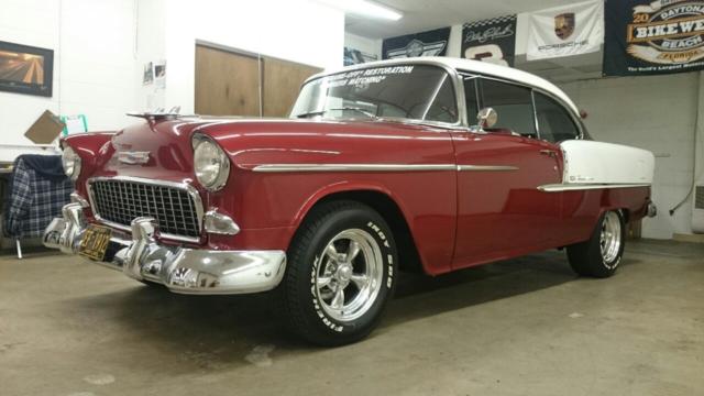 1955 Firethorn Red/ White Chevrolet Bel Air/150/210 Coupe