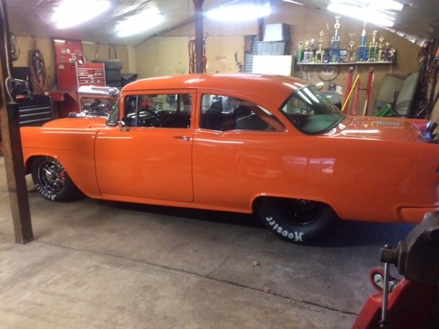 1955 Orange Chevrolet Bel Air/150/210 Sedan