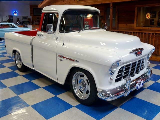 1955 White Chevrolet Camaeo Pickup --