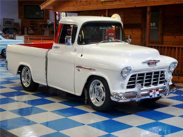 1955 White Chevrolet Camaeo Pickup --