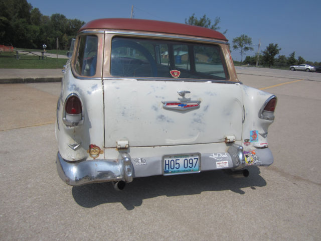 1955 white Chevrolet Bel Air/150/210 station wagon