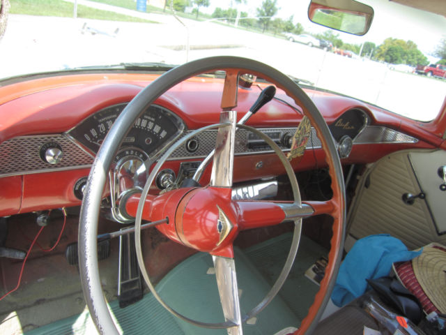 1955 white Chevrolet Bel Air/150/210 station wagon