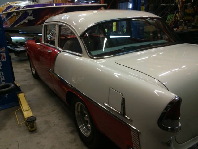 1955 red/white Chevrolet Bel Air/150/210 Coupe
