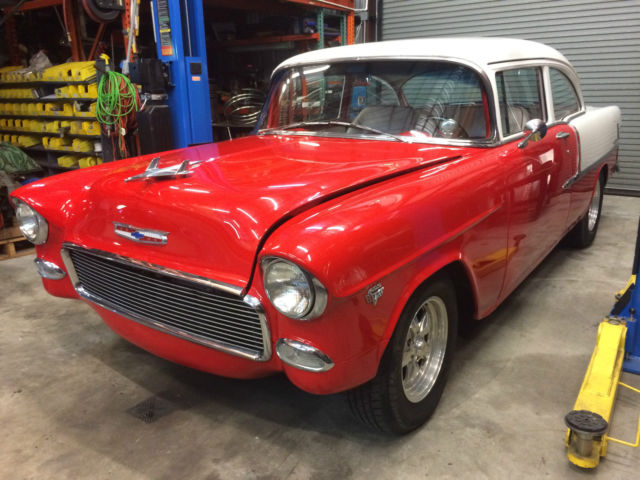 1955 red/white Chevrolet Bel Air/150/210 Coupe