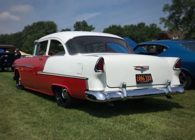1955 red/white Chevrolet Bel Air/150/210 Sedan