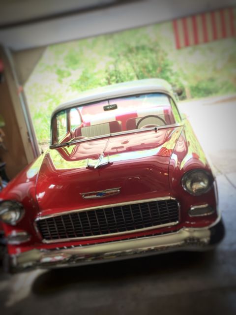 1955 red/white Chevrolet Bel Air/150/210 Sedan