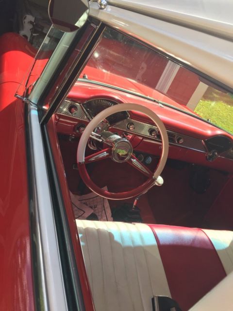 1955 red/white Chevrolet Bel Air/150/210 Sedan