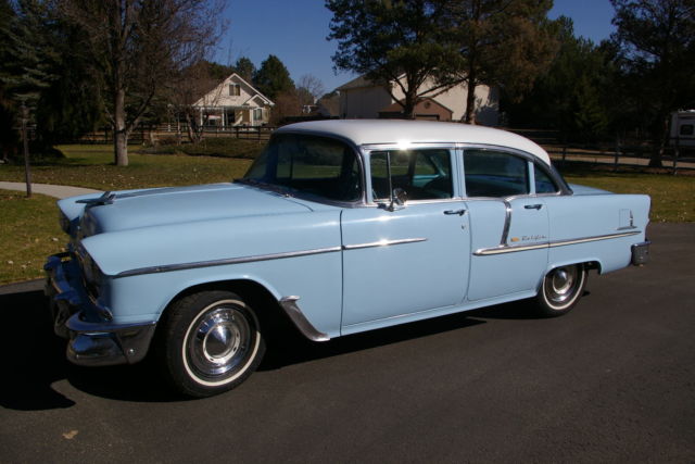 1955 Blue Chevrolet Bel Air/150/210 Sedan