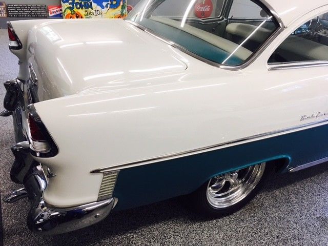 1955 Two Tone Blue and White Chevrolet Bel Air/150/210 Sedan