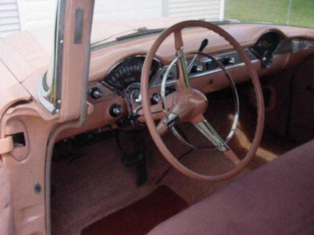 1955 coral and white Chevrolet Bel Air/150/210 Sedan