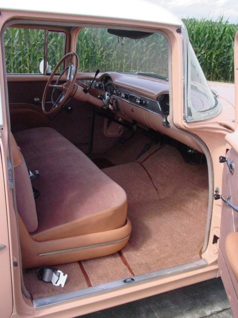 1955 coral and white Chevrolet Bel Air/150/210 Sedan