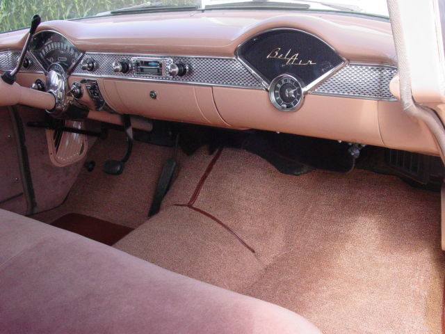 1955 coral and white Chevrolet Bel Air/150/210 Sedan