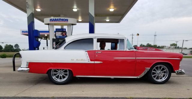 1955 RED AND WHITE Chevrolet Bel Air/150/210 Coupe