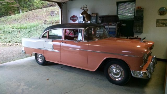 1955 Grey/coral/white Chevrolet Bel Air/150/210 Sedan