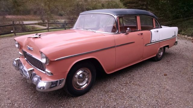 1955 Grey/coral/white Chevrolet Bel Air/150/210 Sedan