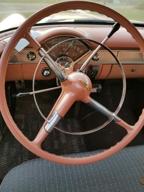 1955 Grey/coral/white Chevrolet Bel Air/150/210 Sedan