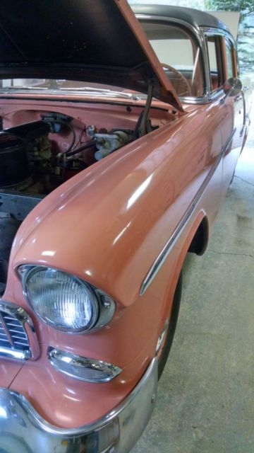 1955 Grey/coral/white Chevrolet Bel Air/150/210 Sedan