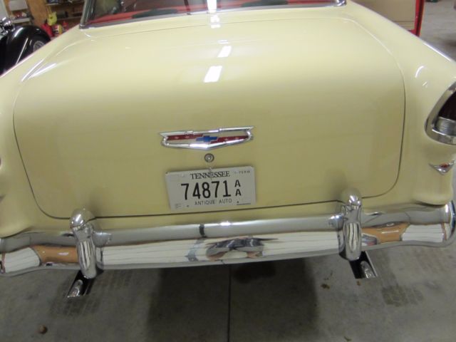 1955 red  and white Chevrolet Bel Air/150/210 Coupe