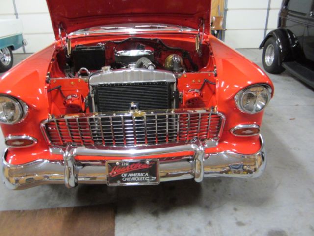 1955 red  and white Chevrolet Bel Air/150/210 Coupe
