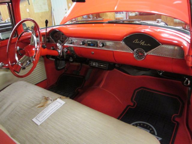 1955 red  and white Chevrolet Bel Air/150/210 Coupe