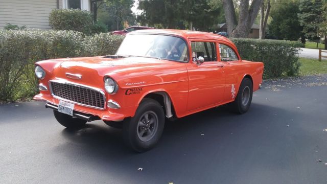 1955 orange Chevrolet Bel Air/150/210 Coupe