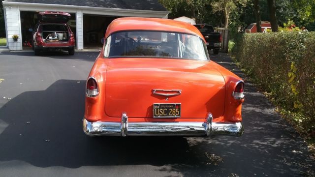 1955 orange Chevrolet Bel Air/150/210 Coupe