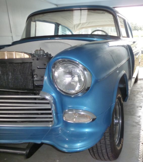 1955 Blue Chevrolet Bel Air/150/210 Sedan