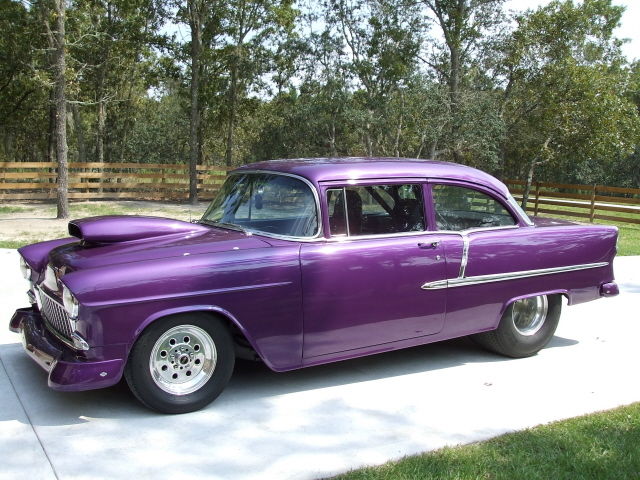 1955 Purple Chevrolet Bel Air/150/210 Two door sedan